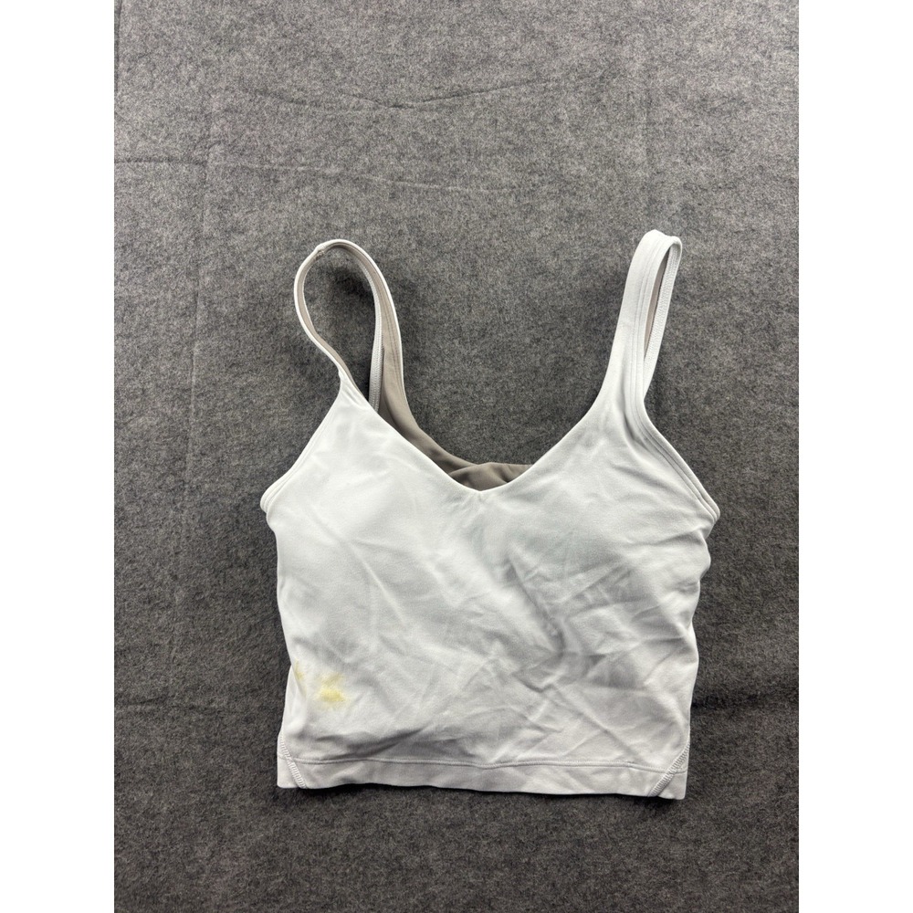 Lululemon Align Crop Tank Top Built-In Bra White Yoga Athletic Pilates Women's 2